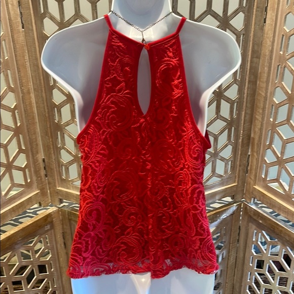 First Love Elegant Red Lace Women’s Racer Back Tank With Gold Mandala Necklace - Picture 9 of 12